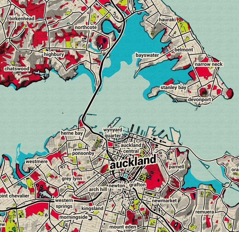 NZ or AU Stylised Maps - Custom Sized Wallpaper Mural (per m2)