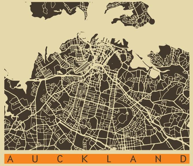 NZ or AU Stylised Maps - Custom Sized Wallpaper Mural (per m2)