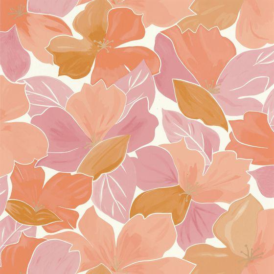 August Flower Power Wallpaper - Orange/Pink