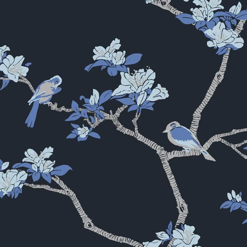 Sample – Azalea Florence Broadhurst Wallpaper - Moonlight