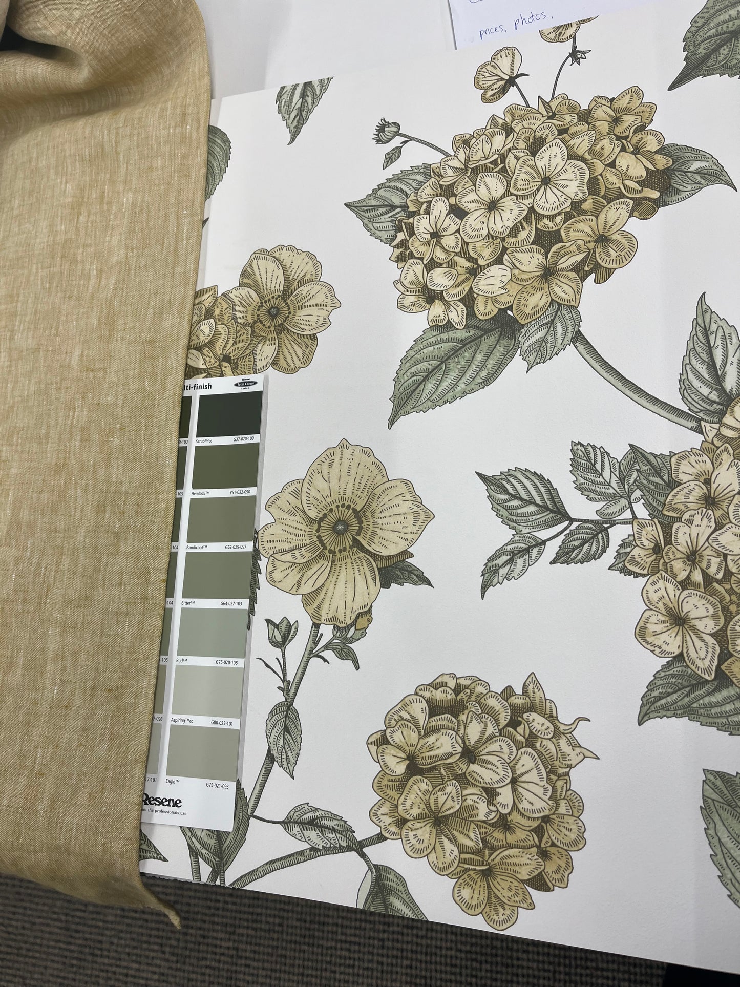 Hortensia – Hydrangea Wallpaper – Ochre/Green