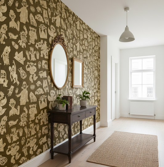 Love Machine 'Foil Print' by Bas Kosters Wallpaper - Gold on Beige