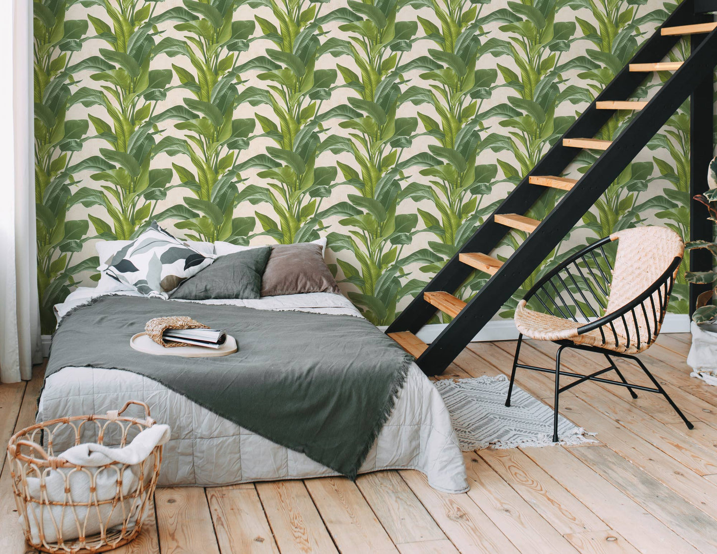 Banana Tropical Wallpaper - Cream/Green