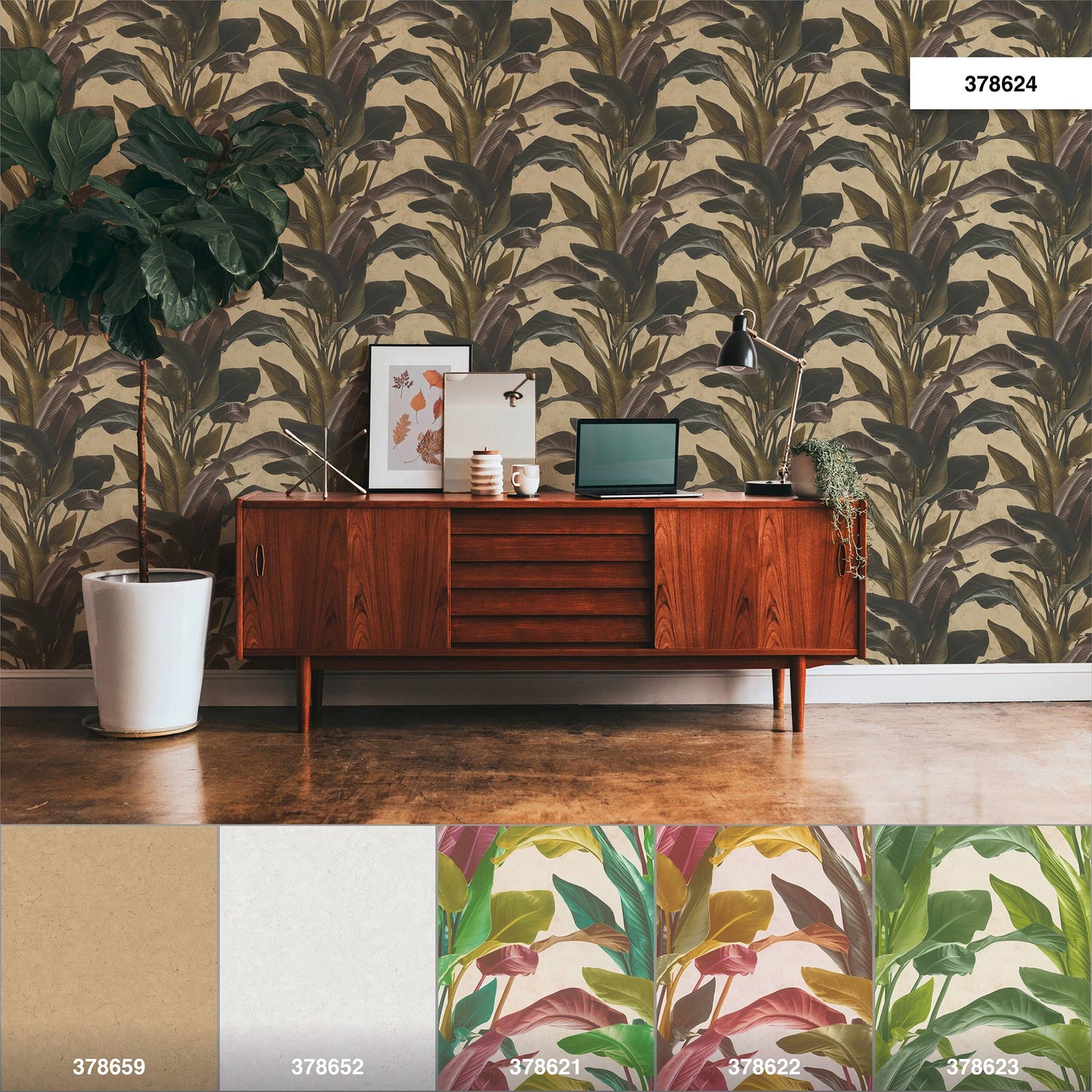 Banana Tropical Wallpaper - Brown + Gold
