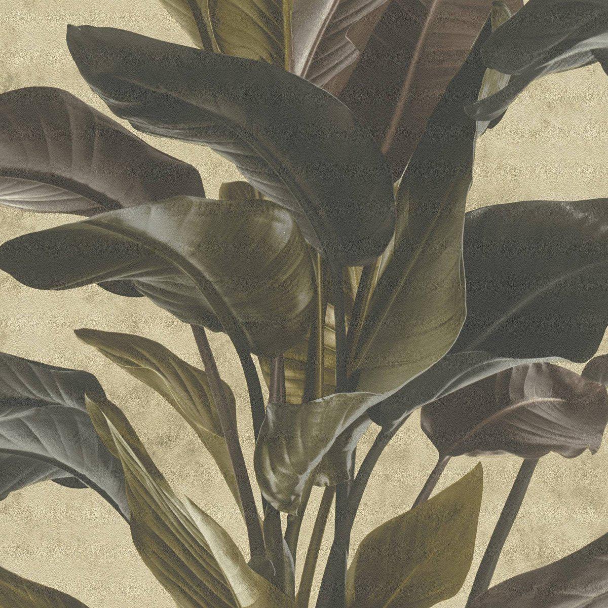 Sample - Banana Tropical Wallpaper - Brown + Gold
