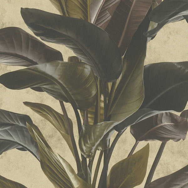 Sample - Banana Tropical Wallpaper - Brown + Gold