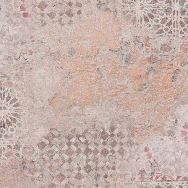 Sample - Barcelona Mosaic Wallpaper - Brown - Orange
