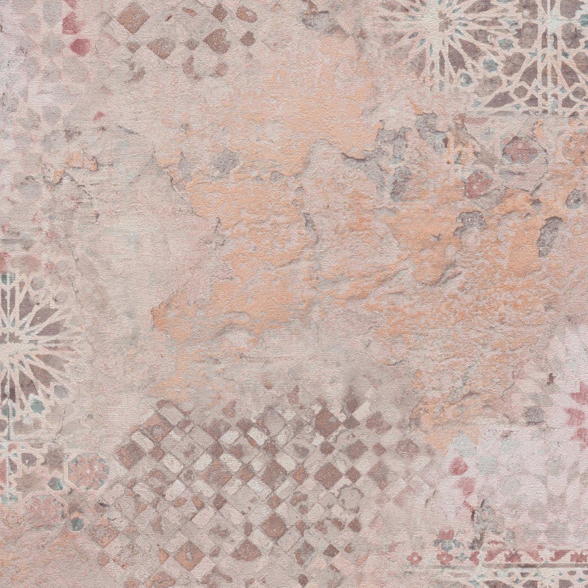 Barcelona Mosaic Wallpaper - Brown - Orange