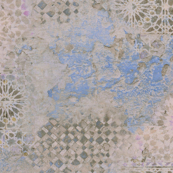 Sample - Barcelona Mosaic Wallpaper - Beige- Brown Blue
