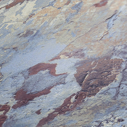 Barcelona Plaster Wallpaper - Beige - Blue - Rust