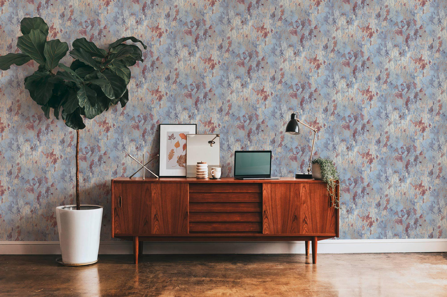 Barcelona Plaster Wallpaper - Beige - Blue - Rust