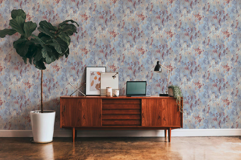 Barcelona Plaster Wallpaper - Beige - Blue - Rust