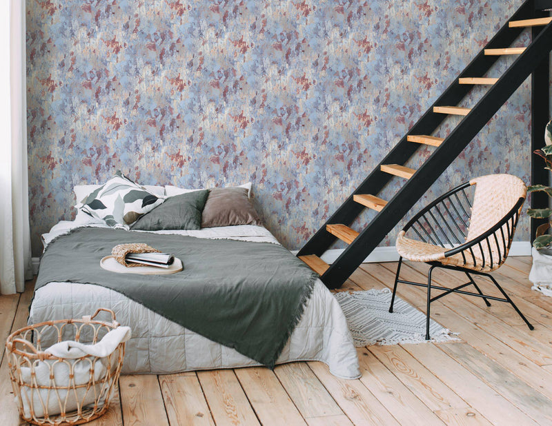 Barcelona Plaster Wallpaper - Beige - Blue - Rust