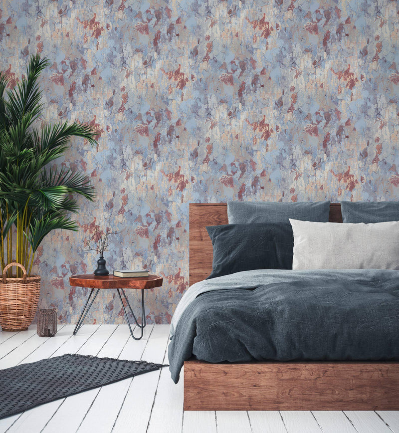Barcelona Plaster Wallpaper - Beige - Blue - Rust