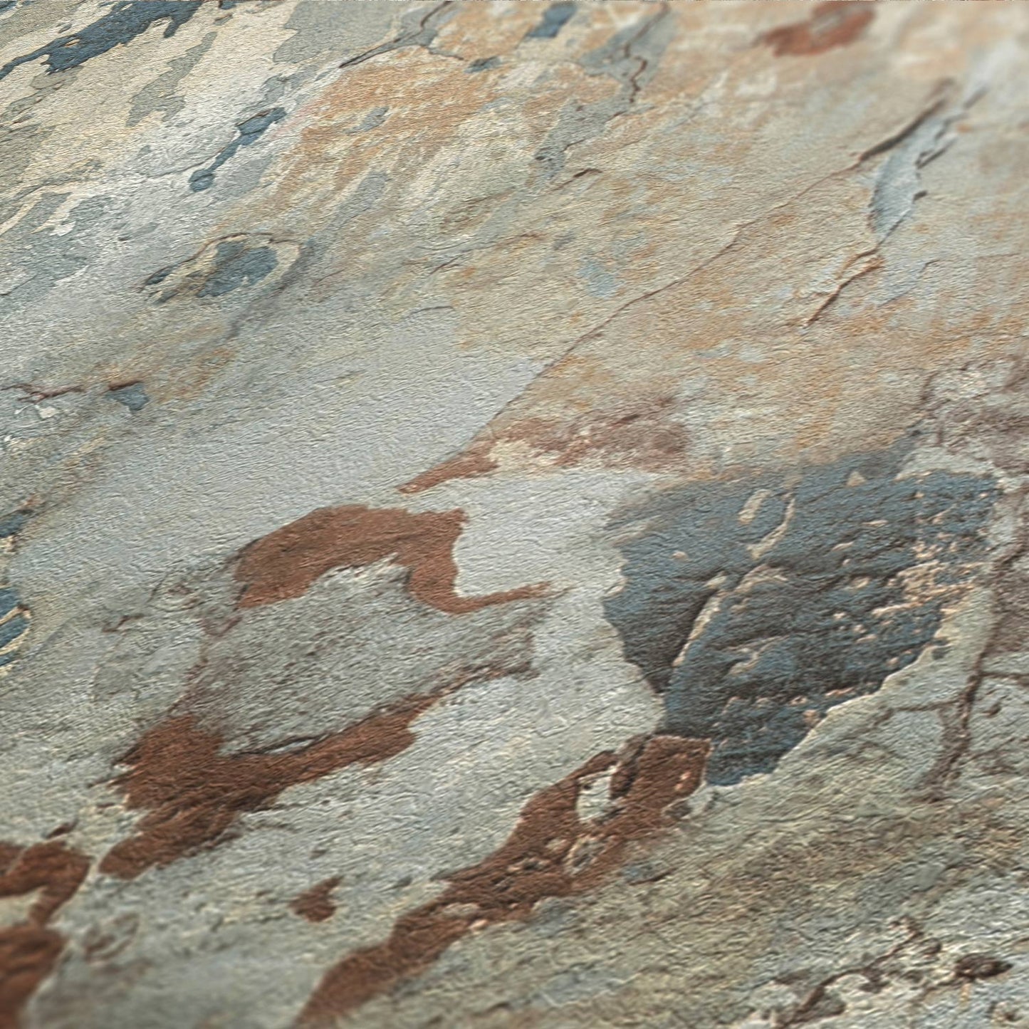 Barcelona Plaster Wallpaper - Grey - Green - Rust