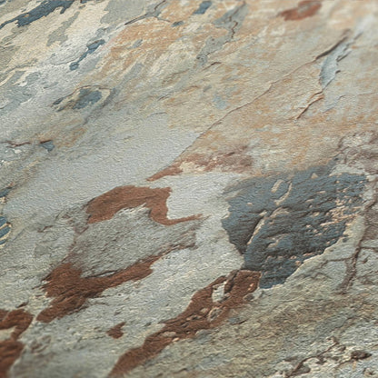 Barcelona Plaster Wallpaper - Grey - Green - Rust