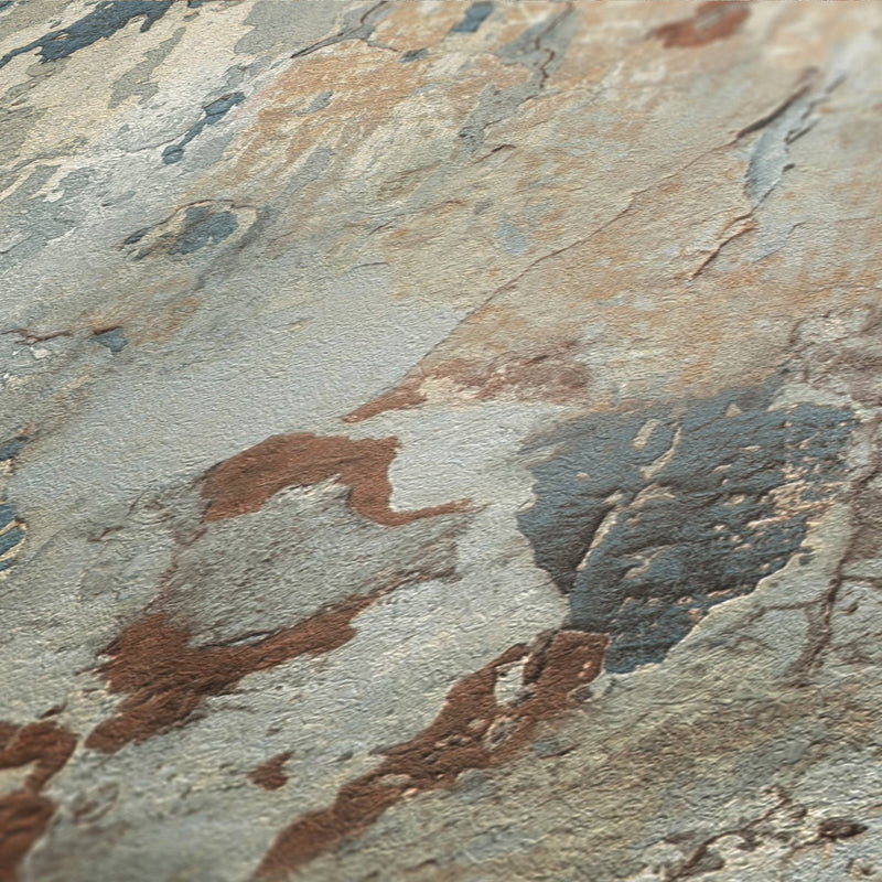 Barcelona Plaster Wallpaper - Grey - Green - Rust