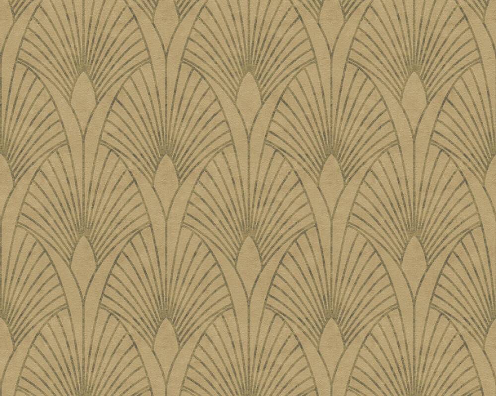 Art Deco Baroque Fans Wallpaper - Beige/Gold