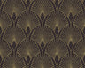Art Deco Baroque Fans Wallpaper - Black/Gold