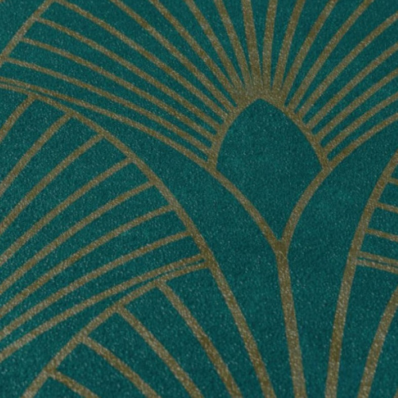 Art Deco Baroque Fans Non Woven Wallpaper- Turquoise