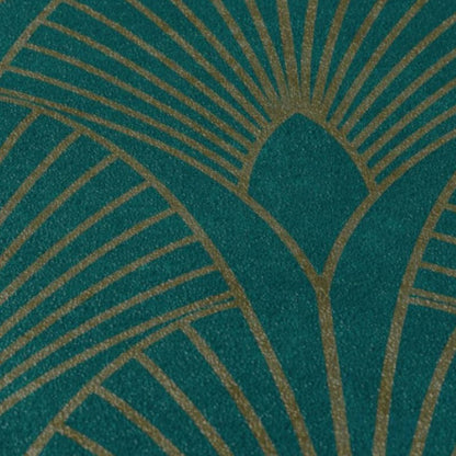 Art Deco Baroque Fans Non Woven Wallpaper- Turquoise