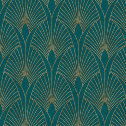 Art Deco Baroque Fans Non Woven Wallpaper- Turquoise