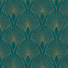 Art Deco Baroque Fans Non Woven Wallpaper- Turquoise