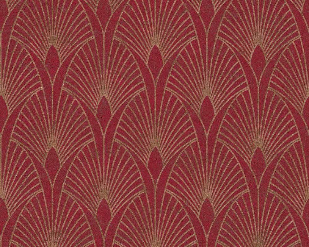 Art Deco Baroque Fans Wallpaper - Red/Gold
