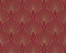 Art Deco Baroque Fans Wallpaper - Red/Gold