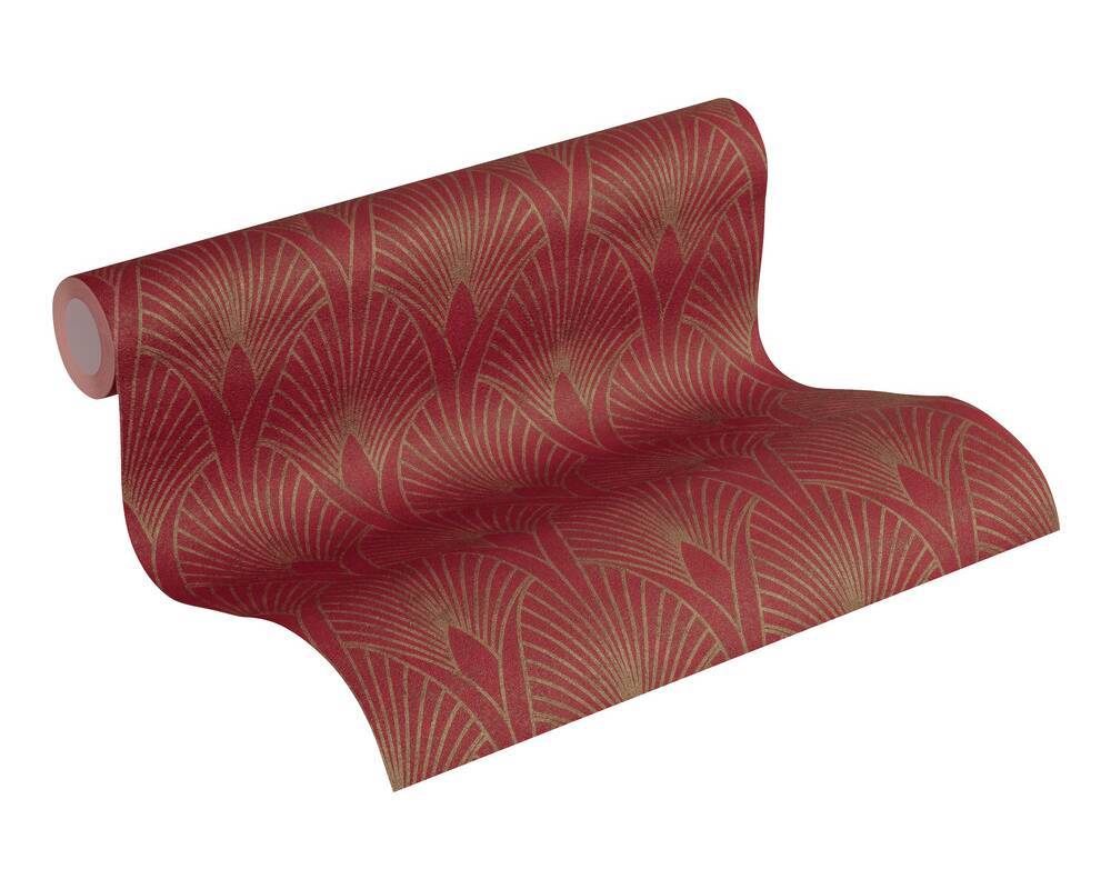 Art Deco Baroque Fans Wallpaper - Red/Gold