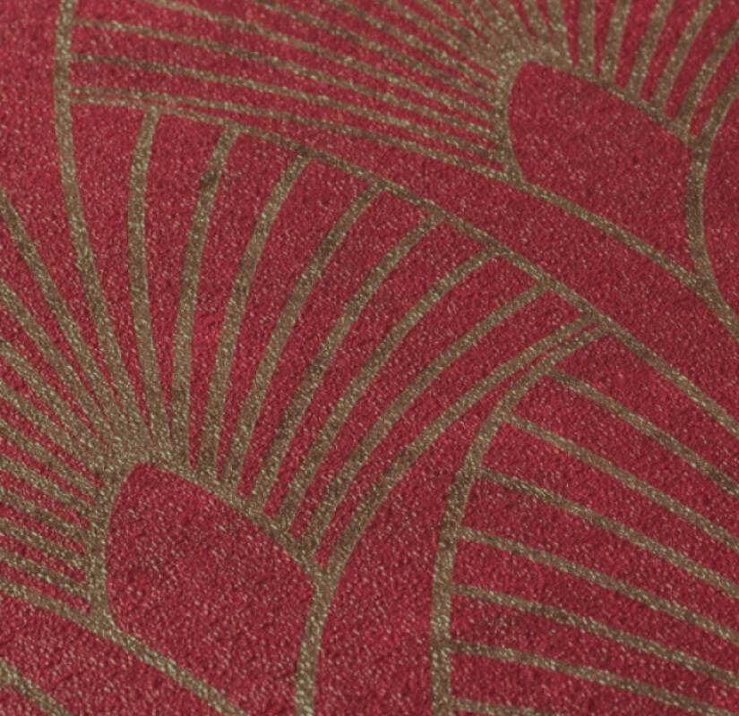 Art Deco Baroque Fans Wallpaper - Red/Gold