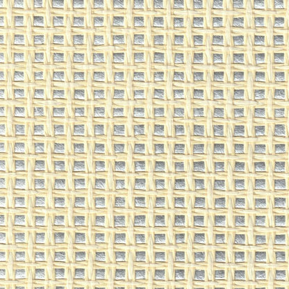 Basket Weave Grass cloth Wallpaper - Buff on Silver