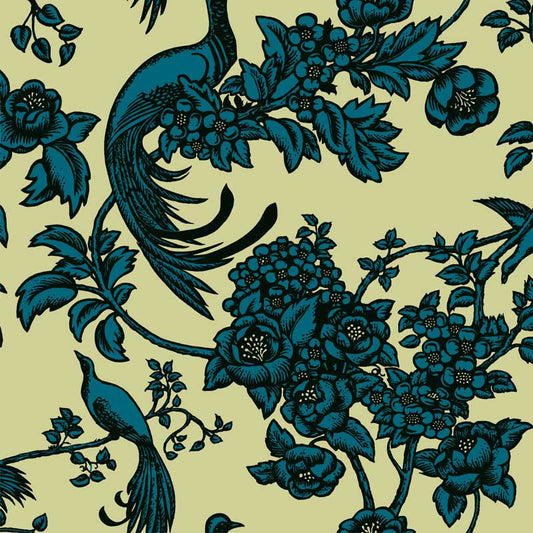 Birds of Paradise WIDE Wallpaper – Petrol – PER METRE