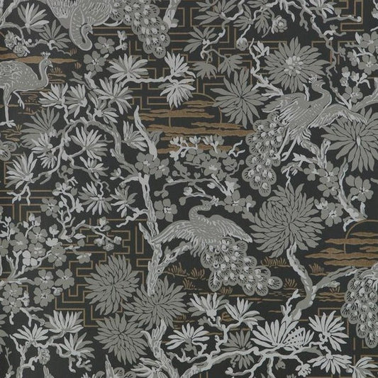 Sample - Asian Garden Wallpaper - Black