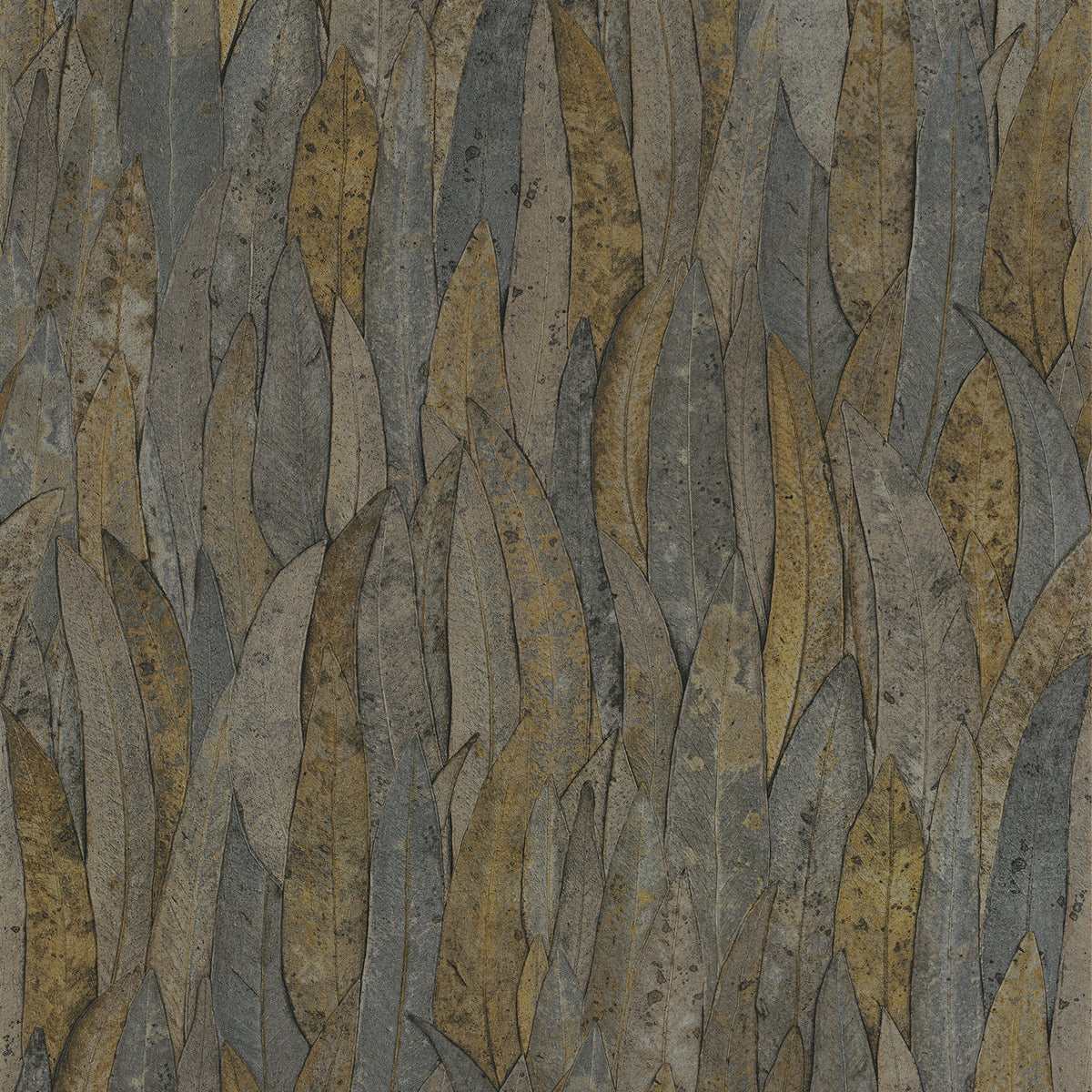 Sample - Neluwa Textured Leaves Wallpaper - Black