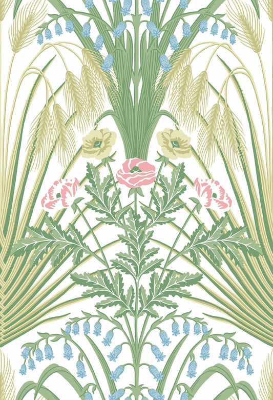 Bluebell Wallpaper - Spring Green/Cerulean Sky