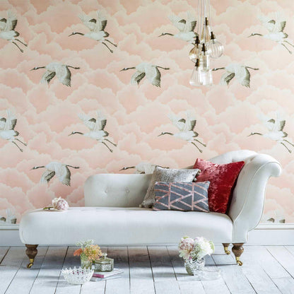 Sample - Cranes Wallpaper - Blush
