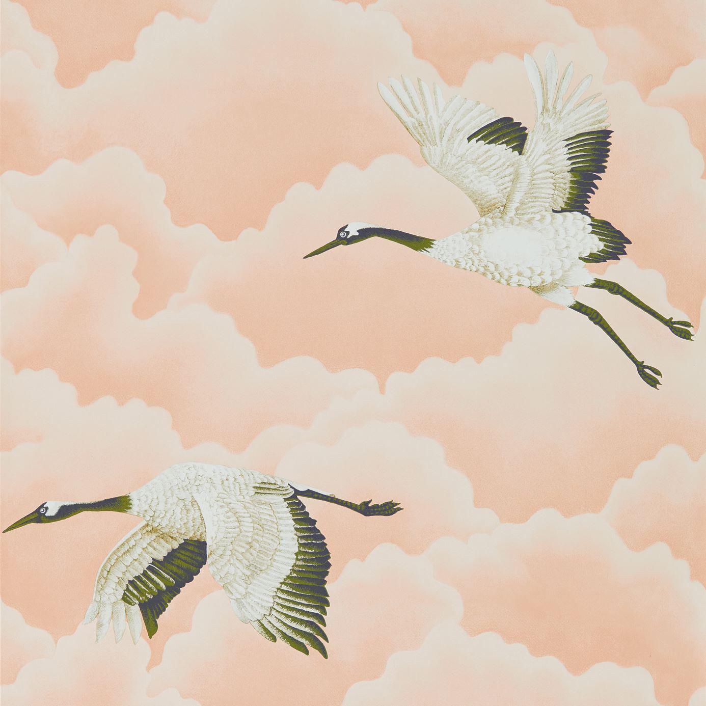 Sample - Cranes Wallpaper - Blush