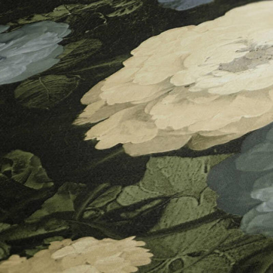Oil Painting Bouquet Floral Wallpaper - Blue & Cream - Discontinuing