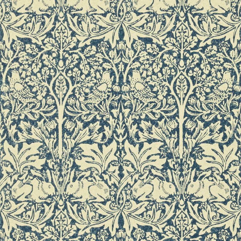Sample - Brer Rabbit by Morris Wallpaper - Blue/Neutral