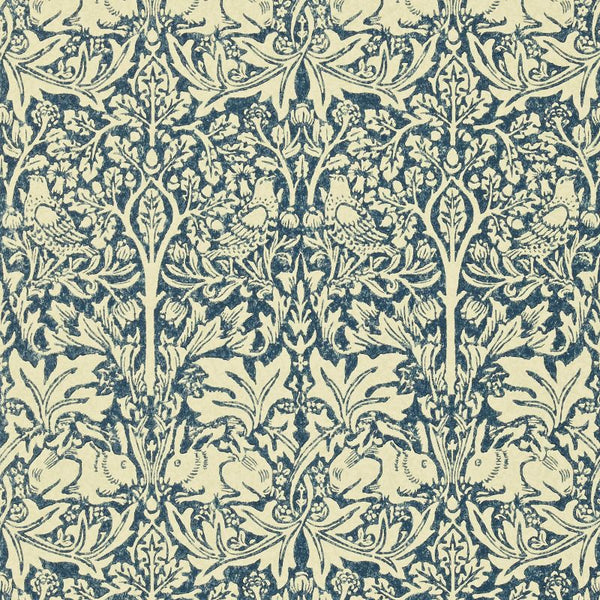 Sample - Brer Rabbit by Morris Wallpaper - Blue/Neutral