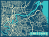 City Map Many Cities - Custom Sized Wallpaper Mural (per m2) - Brisbane Twilight