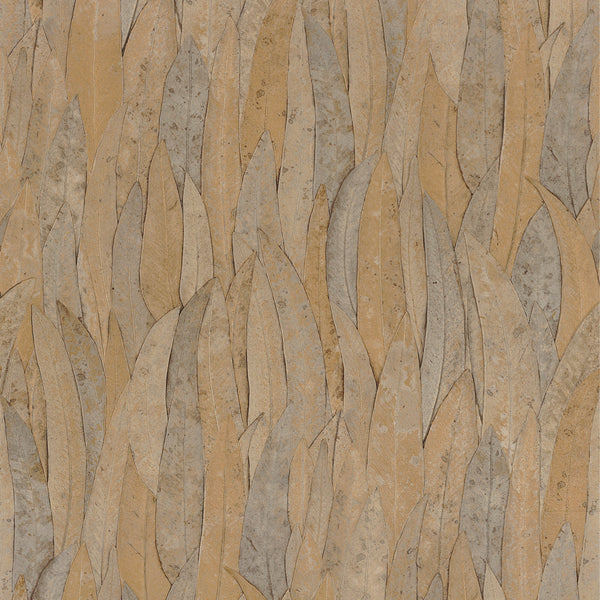 Sample - Neluwa Textured Leaves Wallpaper - Brown