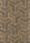 Wood Veneer Geometric Wallpaper - Brown + Gold