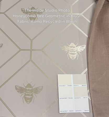 Honeycomb Bee Geometric Metallic Wallpaper – Blush – Last 29