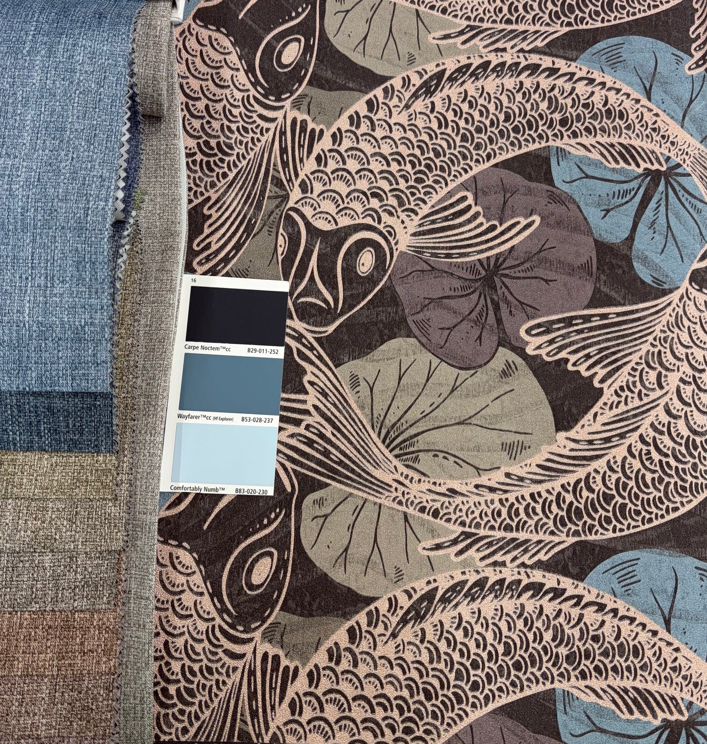 Tokyo Fish Bowl Wallpaper - Blue/Metallic/Black