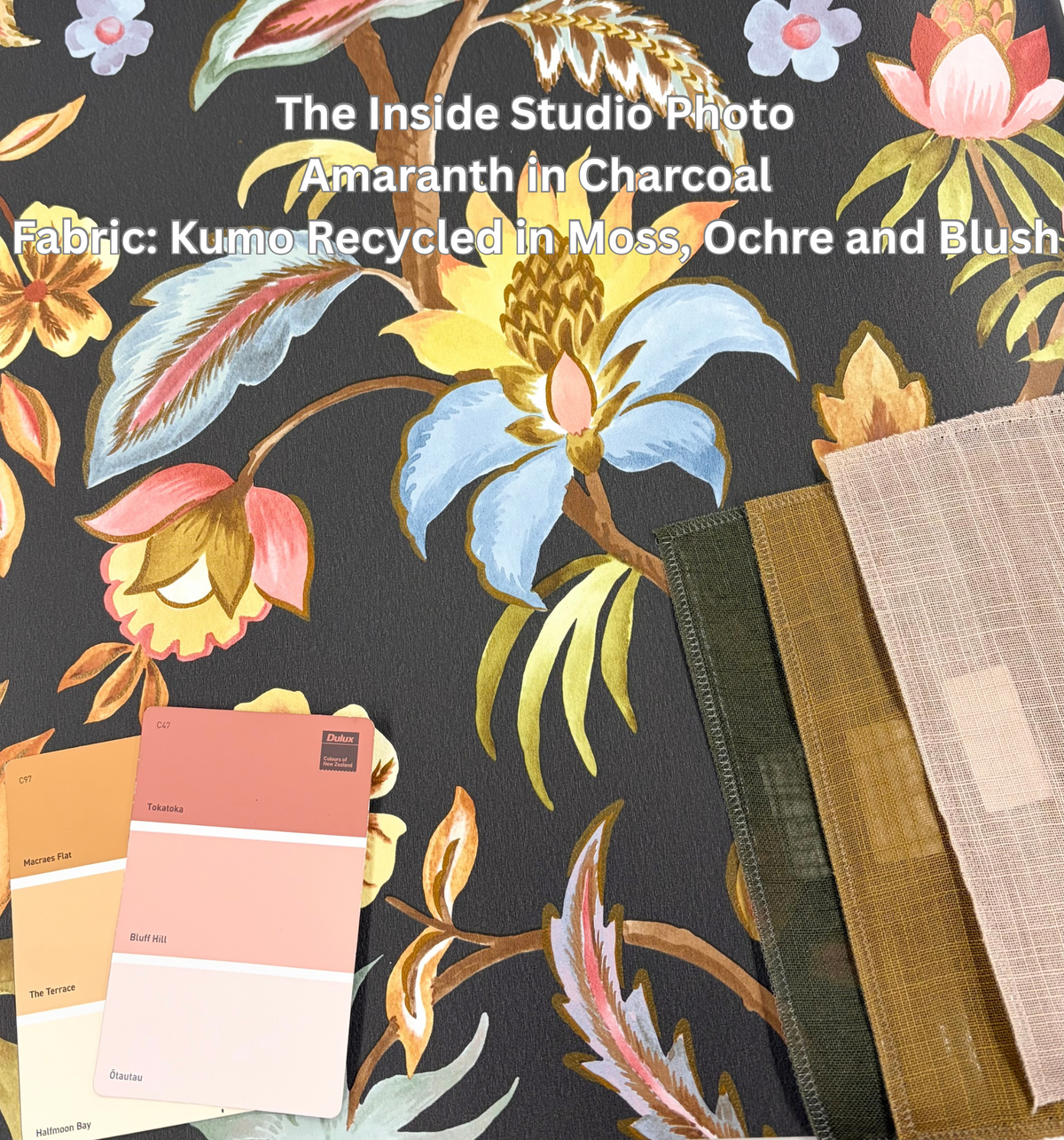 Amaranth – Jacobean Floral Wallpaper – Charcoal