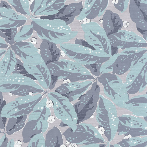 Sample - Greenery Leaf Wallpaper - Light Blue