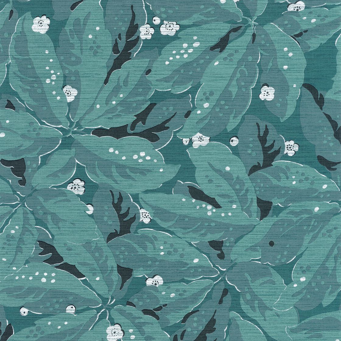 Sample - Greenery Leaf Wallpaper - Teal