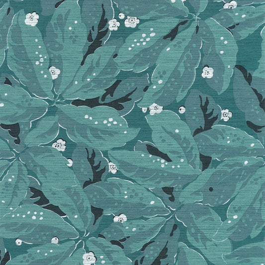 Greenery Vinyl Leaf Wallpaper - Teal